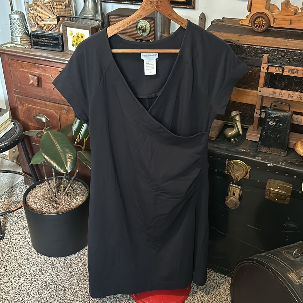 Soft Surroundings Black Faux Wrap Dress Cotton Spandex